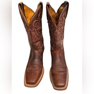 Tony Lama Brown Leather Square Toe Women’s Western Boots Size 9B